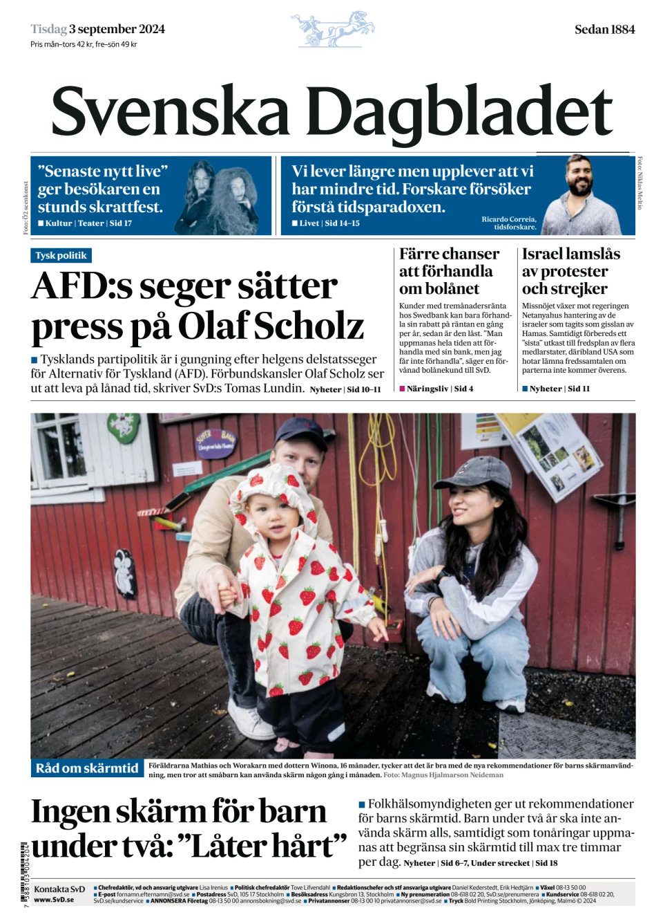 Prima-pagina-Svenska Dagbladet-edizione-di-oggi-20240903